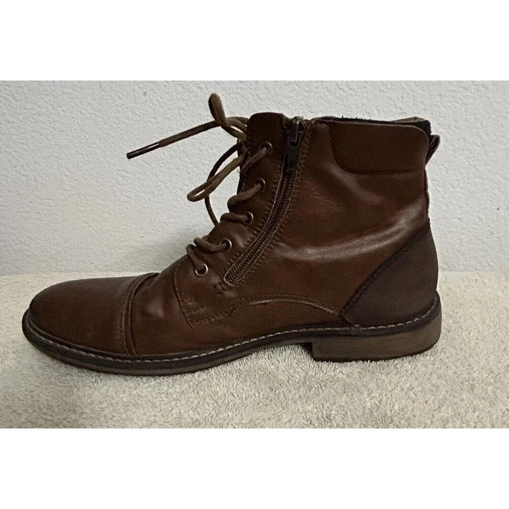 Steve Madden Men's Size 10 M-trader Cognac Lace-up and Side Zipper Combat Boots